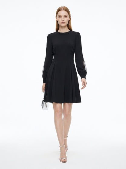 LadyLuxury | French Waist Black Dress - Minimalist Office Chic A-Line Mini