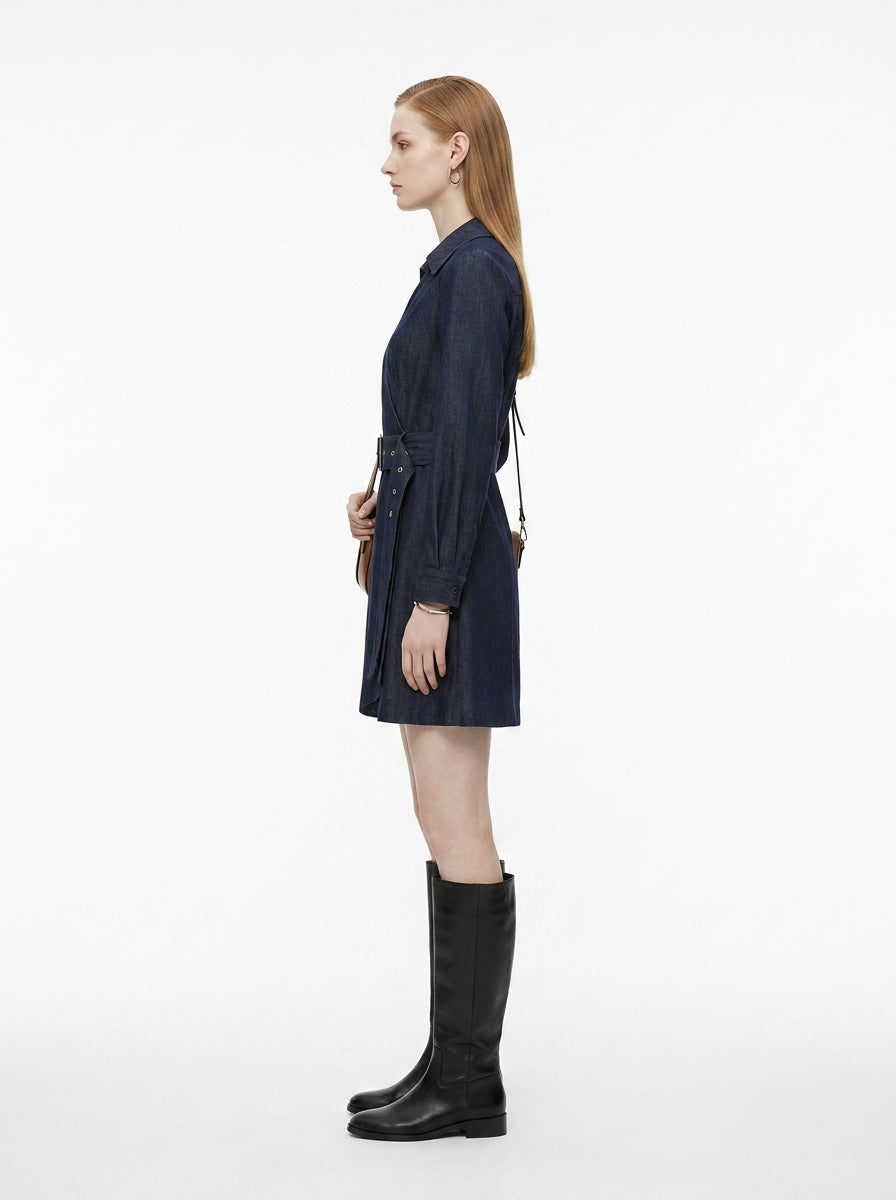 LadyLuxury | Office Chic Long Sleeve Wrap Midi Dress with Waist Tie