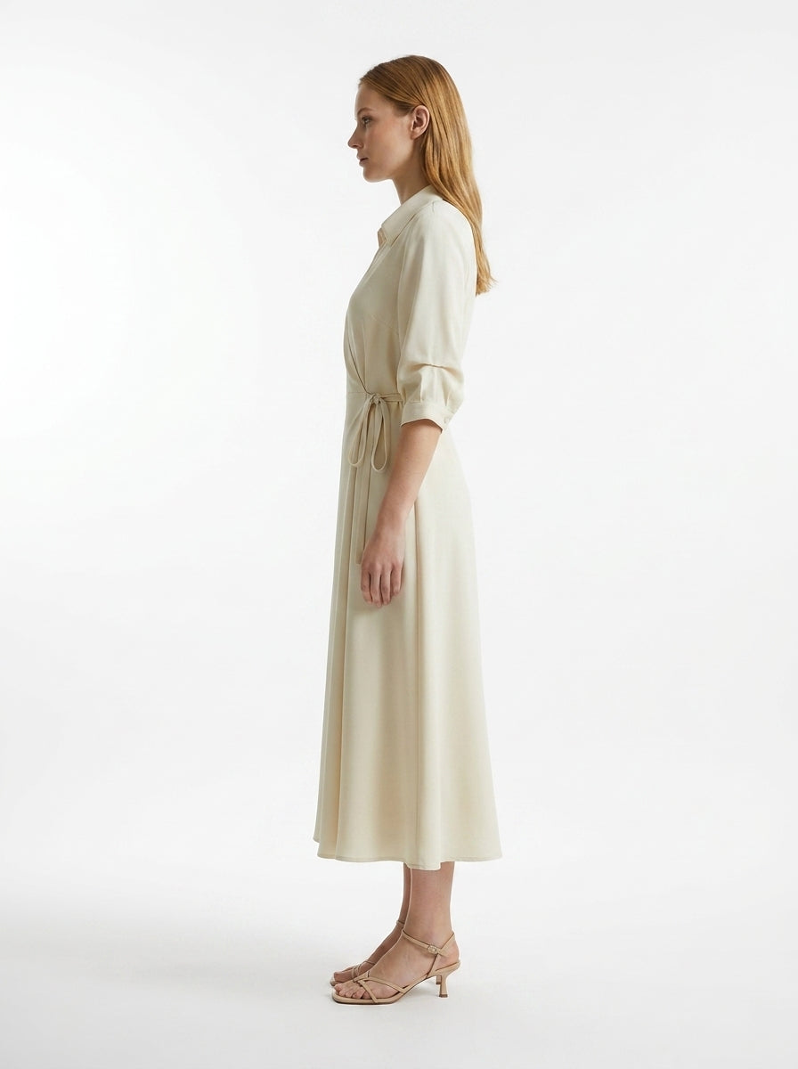 LadyLuxury | Elegant Wrap A-Line Dress with Turn-Down Collar