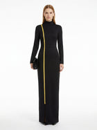LadyLuxury | Elegant Gold Webbing High Neck Bodycon Maxi Dress in Black