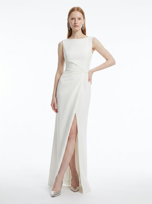 LadyLuxury | Elegant White Sleeveless Maxi Dress - Split-Joint Pleated Evening Gown
