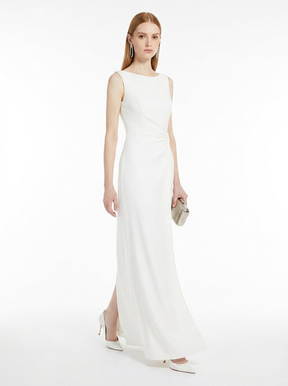 LadyLuxury | Elegant White Sleeveless Maxi Dress - Split-Joint Pleated Evening Gown