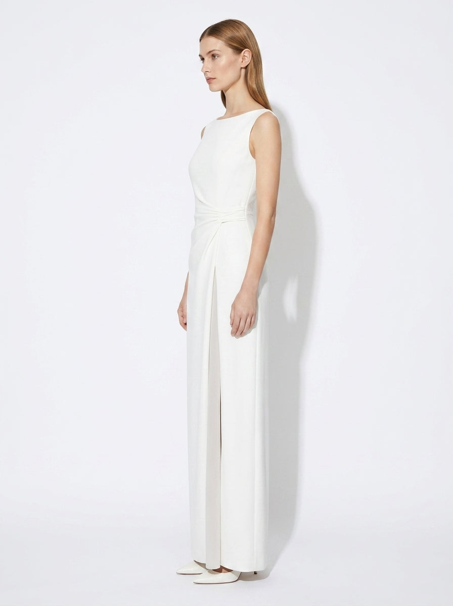 LadyLuxury | Elegant White Sleeveless Maxi Dress - Split-Joint Pleated Evening Gown