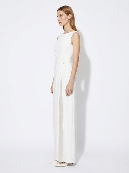 LadyLuxury | Elegant White Sleeveless Maxi Dress - Split-Joint Pleated Evening Gown