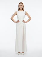 LadyLuxury | Elegant White Sleeveless Maxi Dress - Split-Joint Pleated Evening Gown