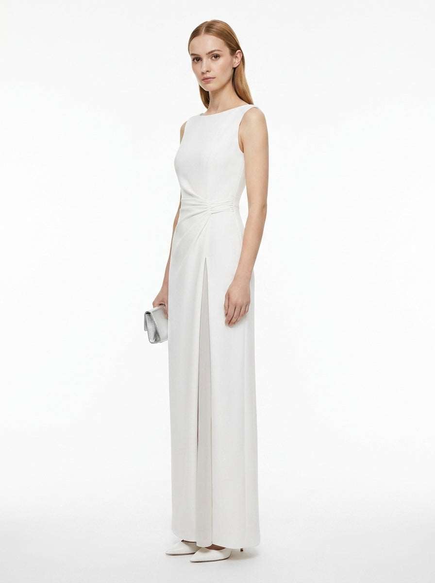 LadyLuxury | Elegant White Sleeveless Maxi Dress - Split-Joint Pleated Evening Gown