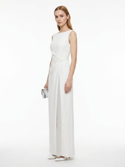 LadyLuxury | Elegant White Sleeveless Maxi Dress - Split-Joint Pleated Evening Gown