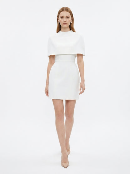 LadyLuxury | Elegant Waist-Cinching Sleeveless Cape Dress - Sophisticated Party & Banquet Wear