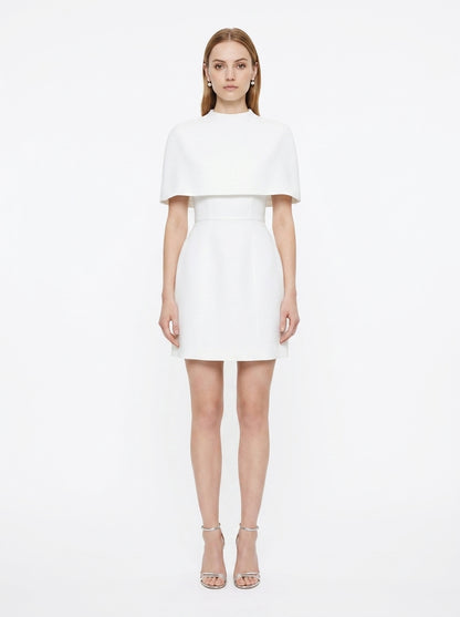 LadyLuxury | Elegant Waist-Cinching Sleeveless Cape Dress - Sophisticated Party & Banquet Wear