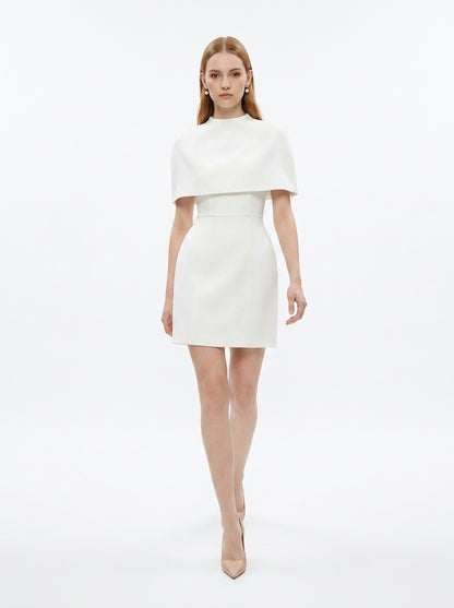 LadyLuxury | Elegant Waist-Cinching Sleeveless Cape Dress - Sophisticated Party & Banquet Wear