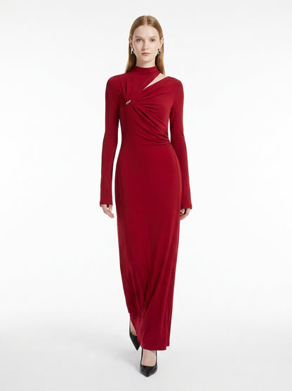 LadyLuxury | Asymmetrical Cutout Maxi Dress with Metallic Detail