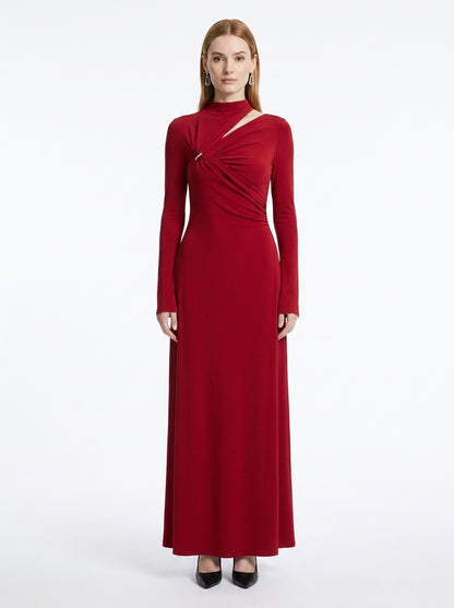 LadyLuxury | Asymmetrical Cutout Maxi Dress with Metallic Detail