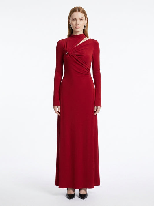 LadyLuxury | Asymmetrical Cutout Maxi Dress with Metallic Detail