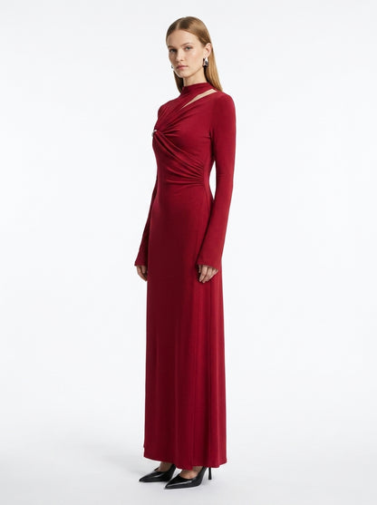 LadyLuxury | Asymmetrical Cutout Maxi Dress with Metallic Detail