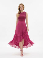 LadyLuxury Elegant Chiffon Fishtail Midi Skirt - High-Waisted A-Line Design