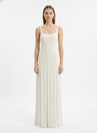 LadyLuxury | Knitted Square Neck Pleated Maxi Dress - Minimalist Summer Vacation Style