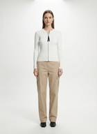 LadyLuxury | Ribbed Knit Zip-Up Cardigan - Balletcore Noir Cropped Sweater