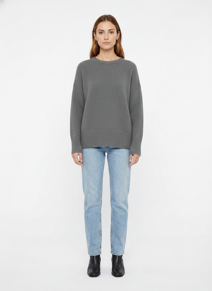 LadyLuxury | Oversized Knit Crewneck Sweater - Minimalist Winter Essential