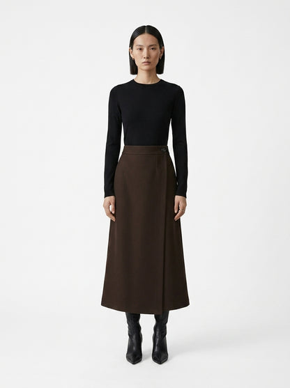 LadyLuxury | Woolen High Waist Straight Skirt - Elegant Slim Fit Office Midi Skirt