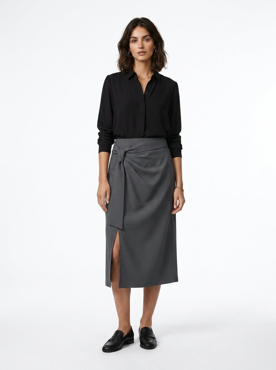 LadyLuxury | Elegant H-Line Split Skirt - Anti-Wrinkle Mid-Length Professional Wear