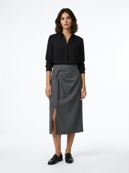 LadyLuxury | Elegant H-Line Split Skirt - Anti-Wrinkle Mid-Length Professional Wear