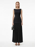 LadyLuxury | Patchwork Pleated Maxi Dress - Elegant Sleeveless Evening Gown