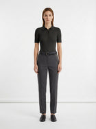 LadyLuxury | Ribbed Knit Short Sleeve Polo - Minimalist Cropped Top