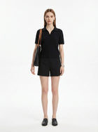 LadyLuxury | Women's Cable-Knit Short Sleeve Polo Sweater - Old Money Aesthetic