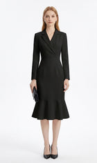 LadyLuxury | Architectural Tailored Blazer Midi Dress with Mermaid Hem