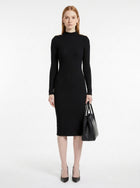 LadyLuxury | Parisian Knit Midi Dress - Elegant Ribbed Bodycon with Gold Button Detail