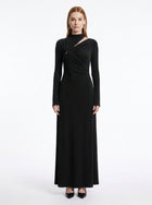 LadyLuxury | Asymmetrical Cutout Maxi Dress with Metallic Detail