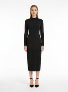 LadyLuxury | Ribbed Knit Bodycon Midi Dress - Minimalist Long Sleeve Tunic