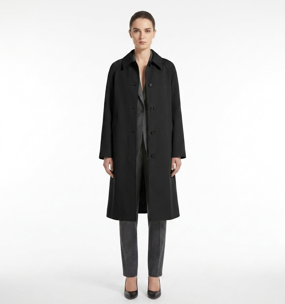 LadyLuxury | British Heritage Long Trench Coat - Classic A-Line Overcoat for Office & Commute