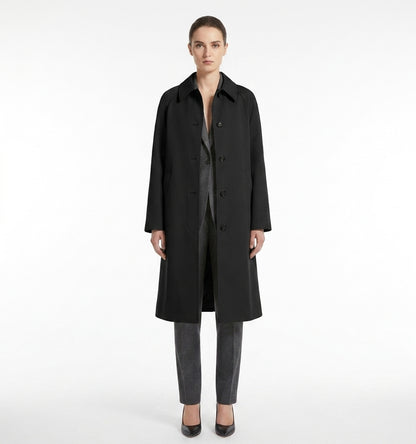 LadyLuxury | British Heritage Long Trench Coat - Classic A-Line Overcoat for Office & Commute