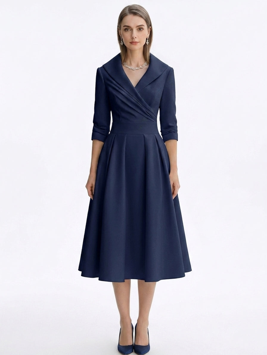 LadyLuxury | Elegant V-Neck Long Sleeve Maxi Dress - Slimming A-Line Evening Gown