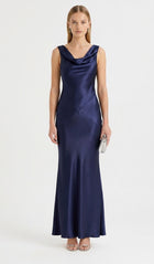 LadyLuxury | Sleeveless Satin Cowl Neck Maxi Dress - Elegant Floor-Length Evening Gown