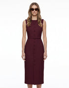 LadyLuxury | Elegant Sleeveless Belted Midi Dress - Single-Breasted Tailored Fit