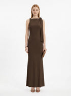 LadyLuxury | Sleek Draped Column Maxi Dress - Minimalist High Neck Evening Gown
