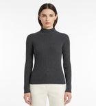 LadyLuxury | Two-Tone Ribbed Knit Turtleneck Sweater - Elegant Slim Fit Pullover