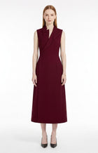 LadyLuxury | Asymmetrical Tailored Midi Dress - Structured Sleeveless A-Line Dress