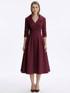 LadyLuxury | Elegant V-Neck Long Sleeve Maxi Dress - Slimming A-Line Evening Gown