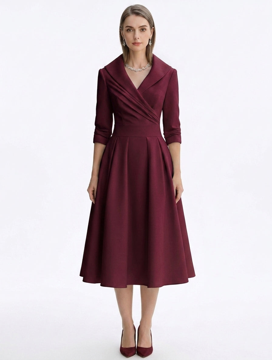 LadyLuxury | Elegant V-Neck Long Sleeve Maxi Dress - Slimming A-Line Evening Gown