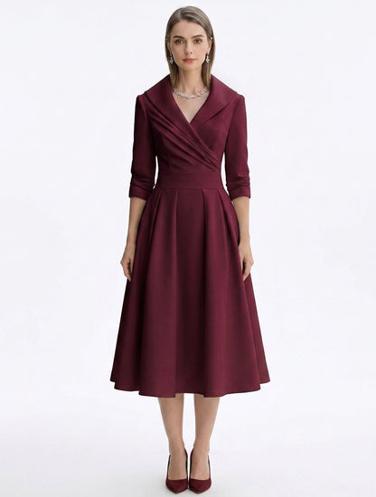 LadyLuxury | Elegant V-Neck Long Sleeve Maxi Dress - Slimming A-Line Evening Gown