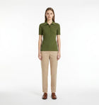 LadyLuxury | Slim Fit Ribbed Knit Polo Shirt - Classic Preppy Short Sleeve Top