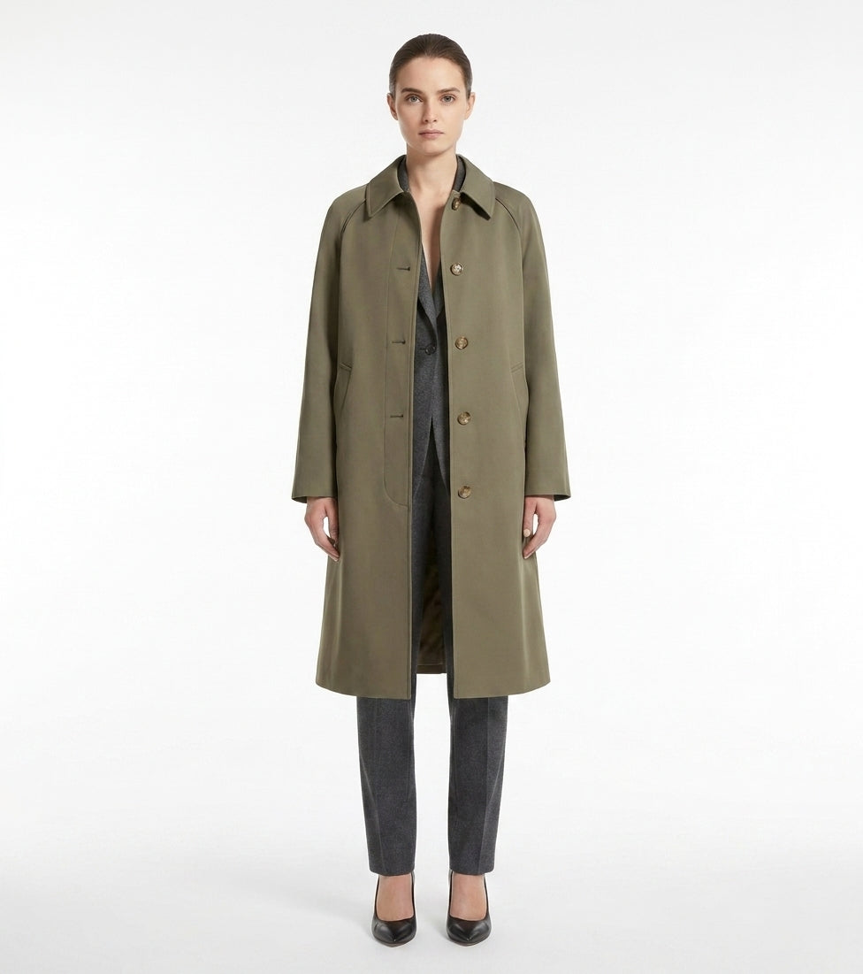 LadyLuxury | British Heritage Long Trench Coat - Classic A-Line Overcoat for Office & Commute