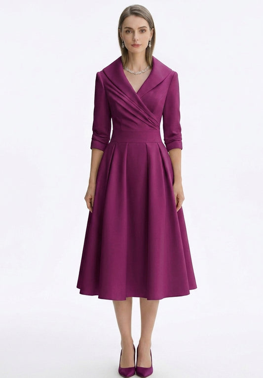 LadyLuxury | Elegant V-Neck Long Sleeve Maxi Dress - Slimming A-Line Evening Gown