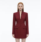 LadyLuxury | Modern Minimalist Blazer Dress - Structured Hourglass Suit Dress with Mandarin Collar