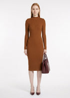 LadyLuxury | Parisian Knit Midi Dress - Elegant Ribbed Bodycon with Gold Button Detail