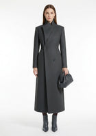 LadyLuxury | Architectural Wool Blend Long Coat - Structured Gray Overcoat