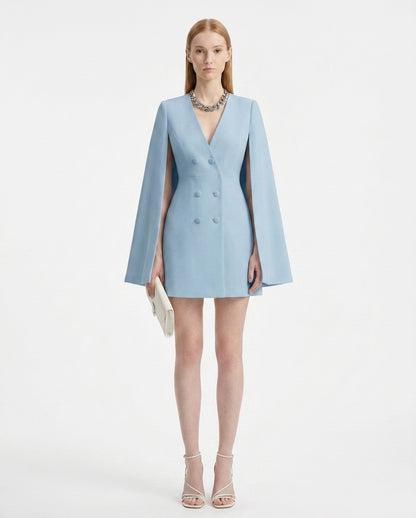 LadyLuxury | Double-Breasted Shawl Cloak Suit Dress - Elegant Autumn Office Wear